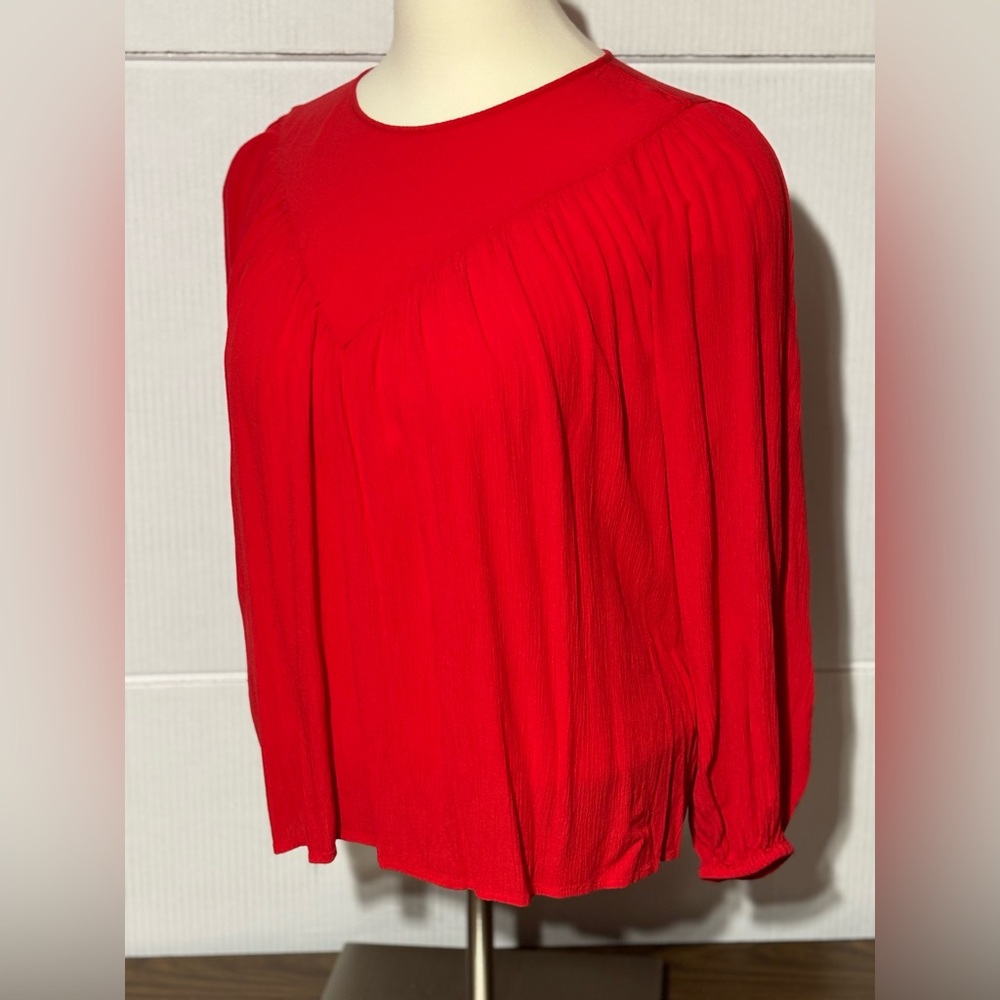 Knox Rose XXL WOMEN’s long sleeve/elastic wrist boho/peasant red top 27”L 25”P2P